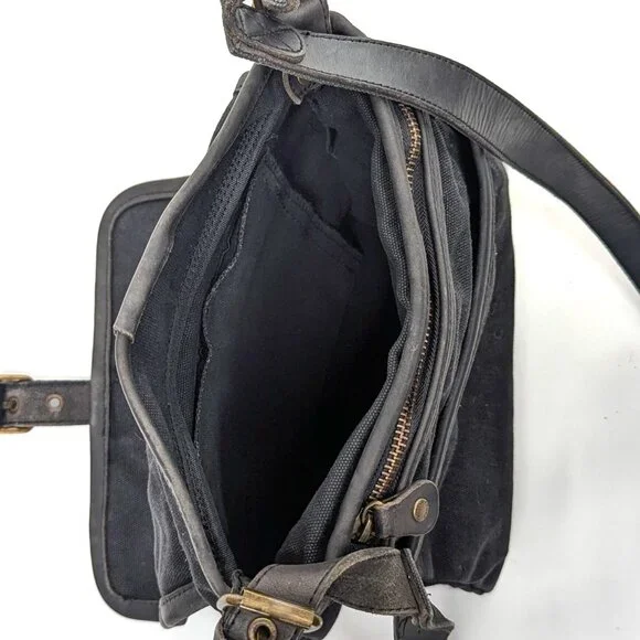GHURKA Black Denim and Leather Rugged Messenger Crossbody - Picture 9 of 16